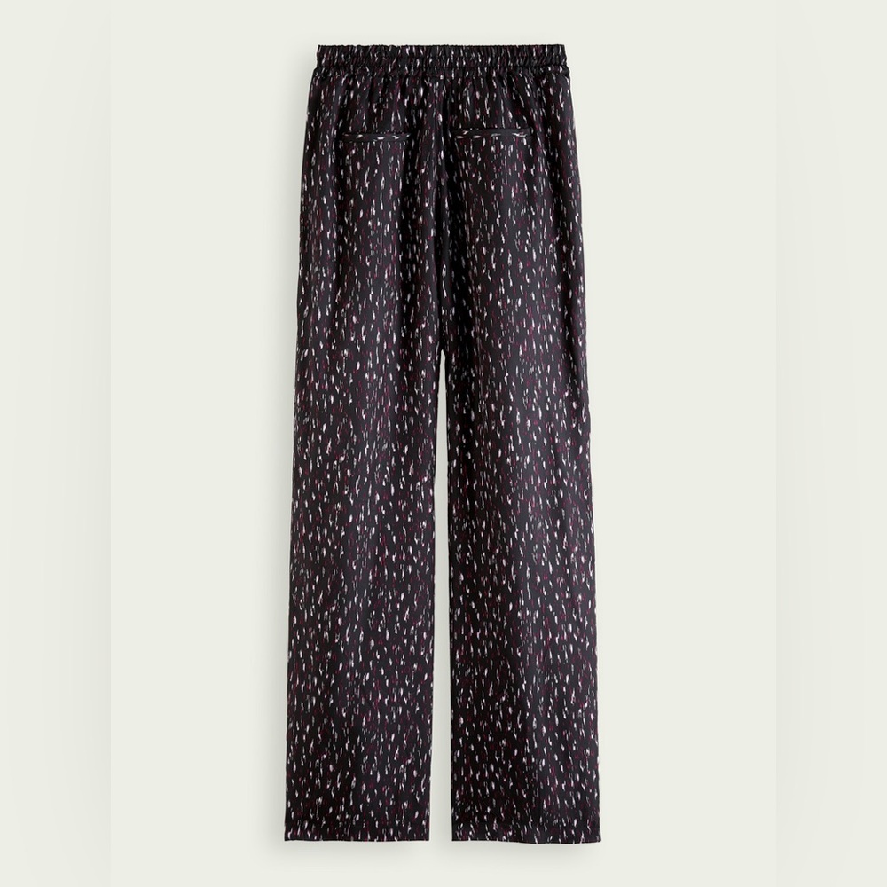 Scotch & Soda “Gia” Wide-Leg Trousers Abstract Print Black Pink Size S/32 LNC